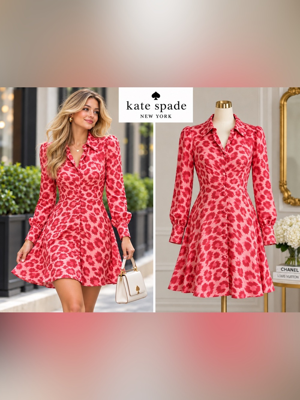 Kate Spade New York Panthera Pink Leopard Shirtdress Size 4